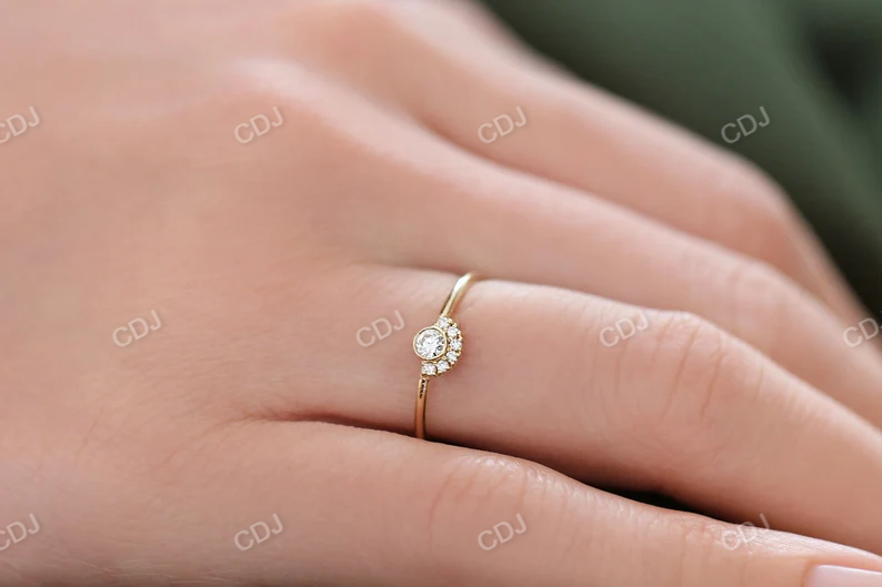 0.14CTW Lab Grown Diamond Halo Set Cluster Engagement Ring  customdiamjewel   