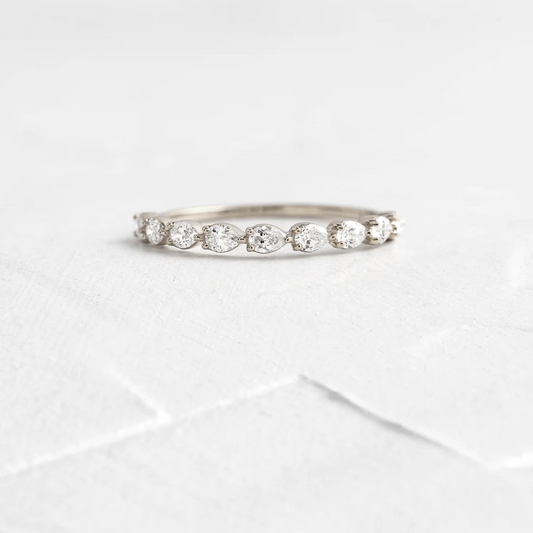 Natural Diamond 0.45CTW Pear Cut Wedding Band  customdiamjewel 10KT White Gold VVS-EF