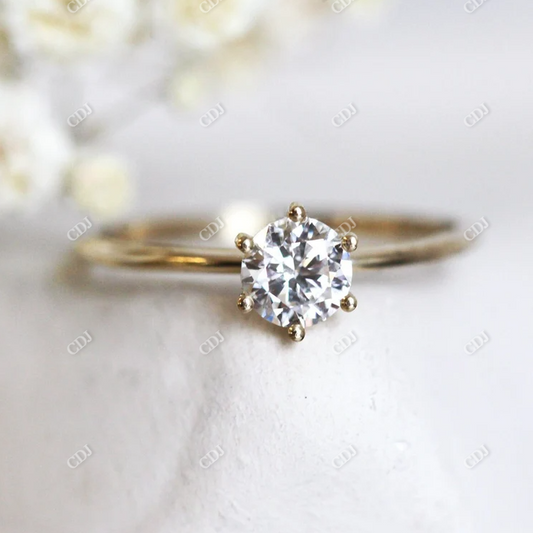 Round Cut Moissanite Solitaire Engagement Ring  customdiamjewel 10KT Yellow Gold VVS-EF