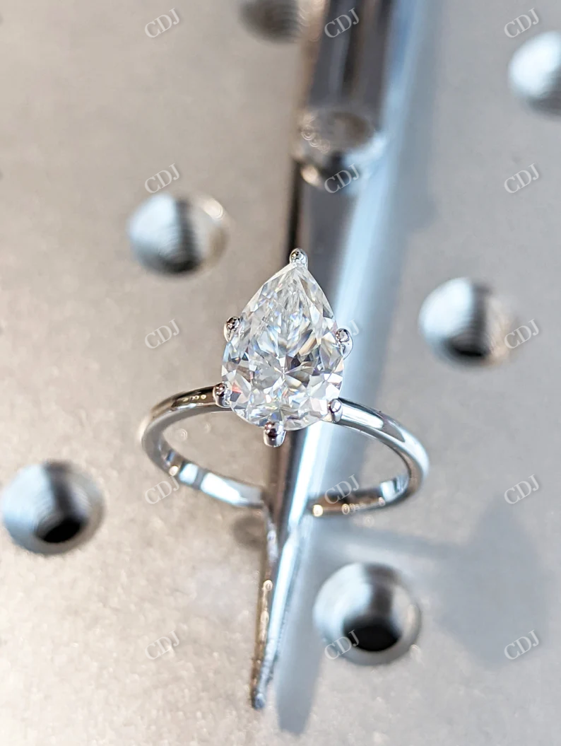 2.5CT Pear Cut Moissanite Solitaire Engagement Ring