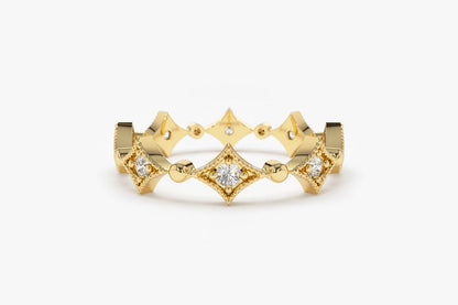 0.17CTW Round Cut Natural Diamond Micro Pave Antique Band  customdiamjewel 10 KT Solid Gold Yellow Gold VVS-EF
