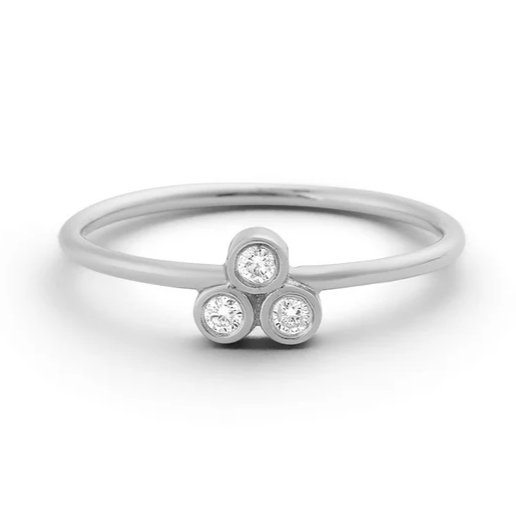 0.10CTW Round Cut Lab Grown Diamond Three Stone Ring  customdiamjewel Sterling Silver White Gold VVS-EF