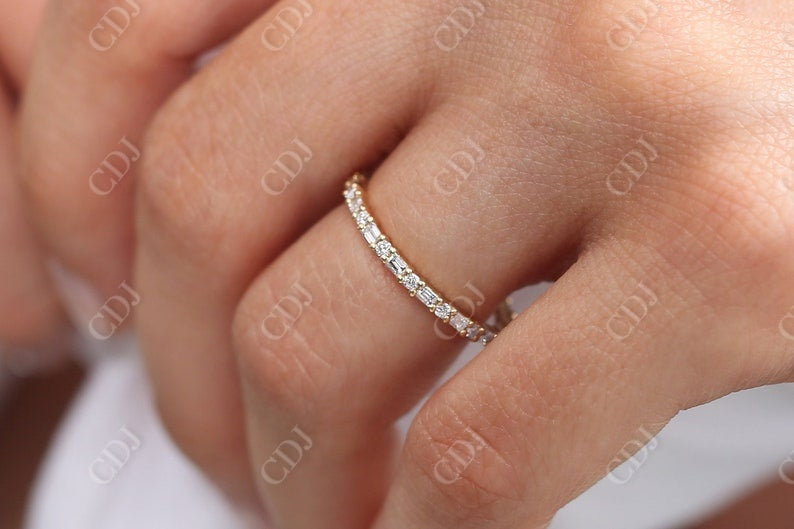 0.57CTW Lab Grown Alternating Baguette And Round Diamond Band  customdiamjewel   
