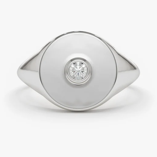 0.07CTW Bezel Setting Lab grown Diamond Ring  customdiamjewel Sterling Silver White Gold VVS-EF
