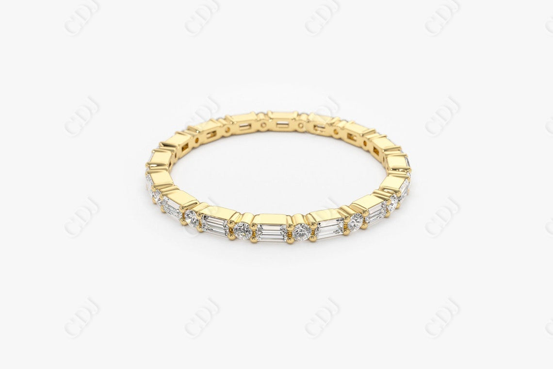 0.57CTW Lab Grown Alternating Baguette And Round Diamond Band  customdiamjewel   