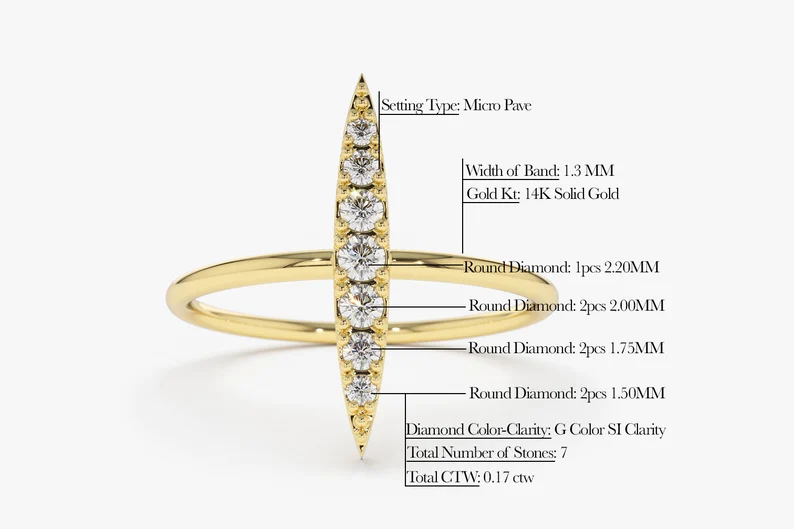 0.17CTW Elongated Micro Pave Lab Grown Diamond Ring  customdiamjewel   
