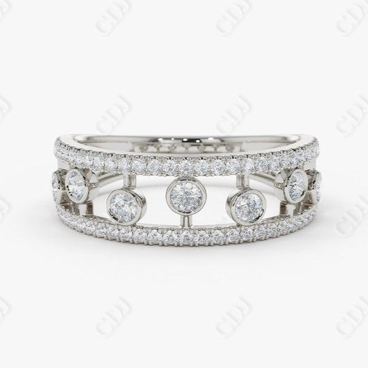 0.48CTW Law Grown Round Cut Double Row Micro Pave Diamond Band  customdiamjewel 10KT White Gold VVS-EF