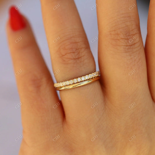 Double Yellow Gold Moissanite Wedding Bands For Women  customdiamjewel   