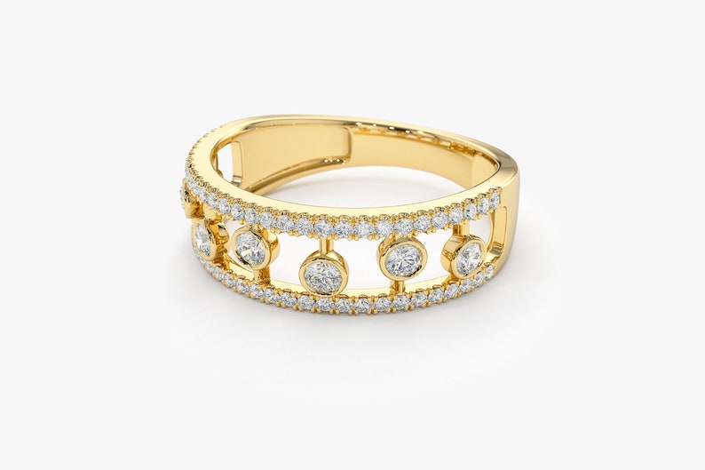 0.48CTW Round Cut Natural Diamond Double Row Bezel Set Band  customdiamjewel   