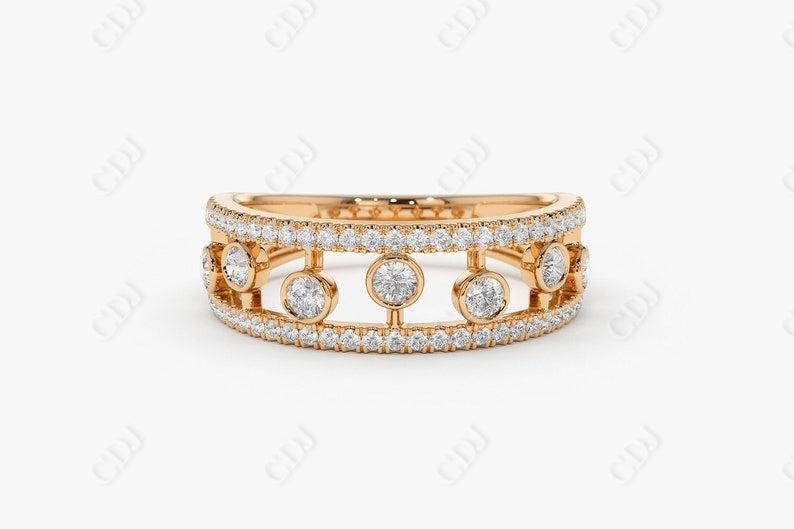 0.48CTW Law Grown Round Cut Double Row Micro Pave Diamond Band  customdiamjewel 10KT Rose Gold VVS-EF