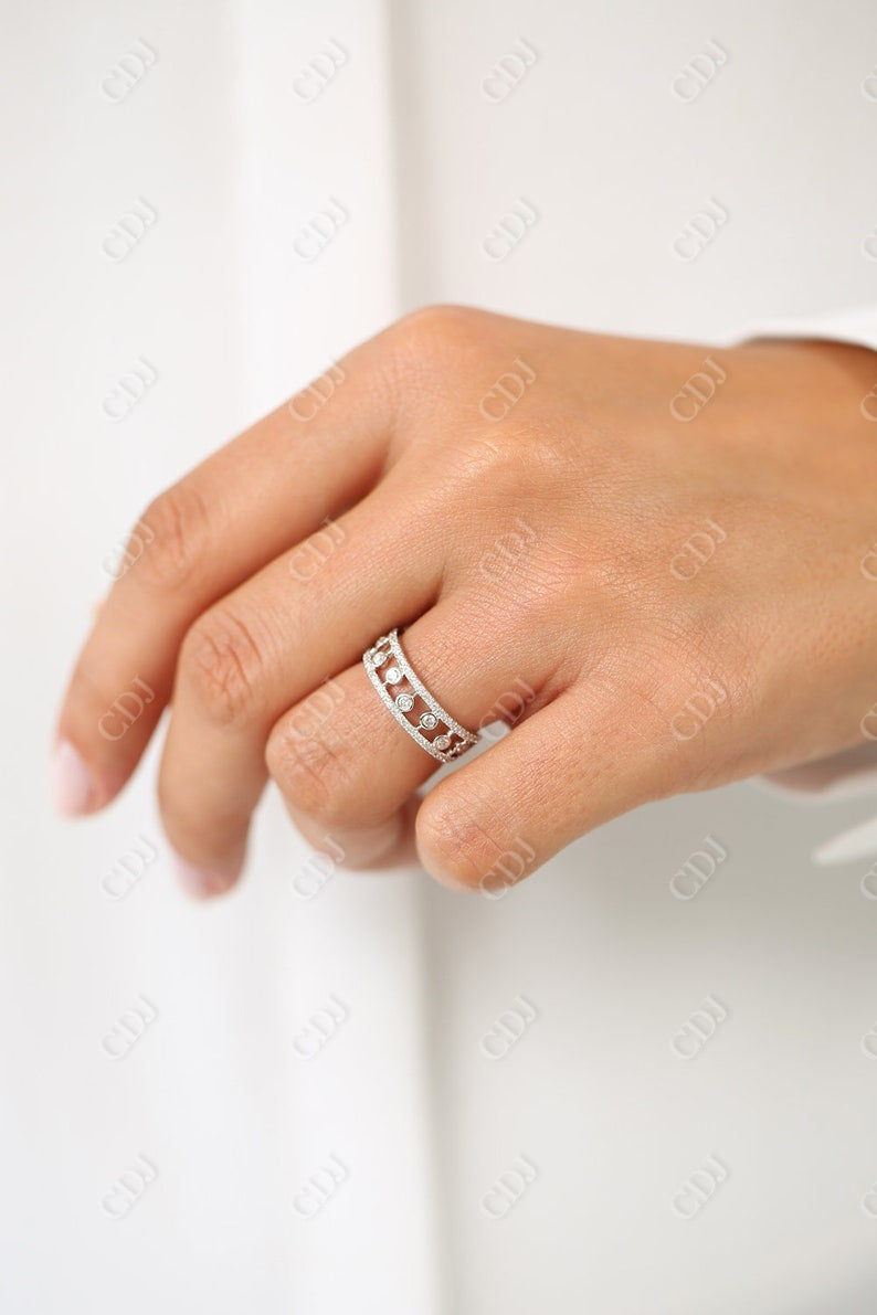 0.48CTW Law Grown Round Cut Double Row Micro Pave Diamond Band  customdiamjewel   