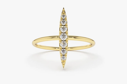 0.17CTW Elongated Micro Pave Lab Grown Diamond Ring  customdiamjewel Sterling Silver Yellow Gold VVS-EF