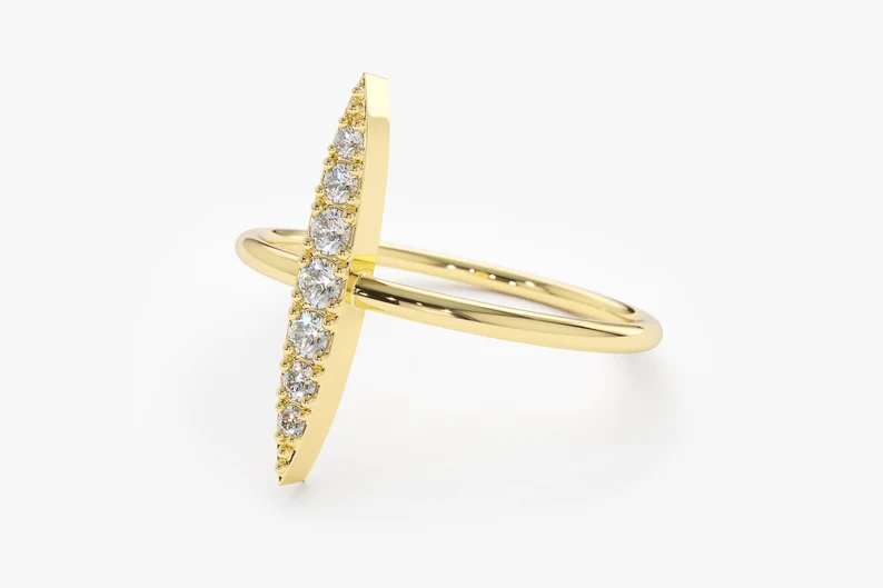0.17CTW Elongated Micro Pave Lab Grown Diamond Ring  customdiamjewel   