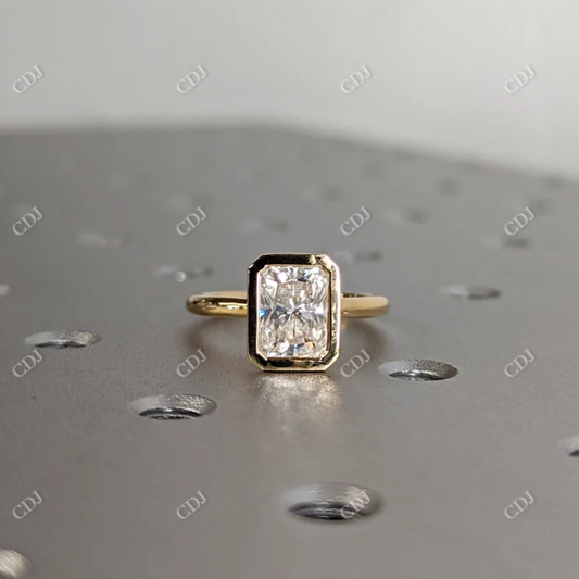 2.0CT Radiant Cut Moissanite Solitaire Bezel Set Ring  customdiamjewel 10KT Yellow Gold VVS-EF