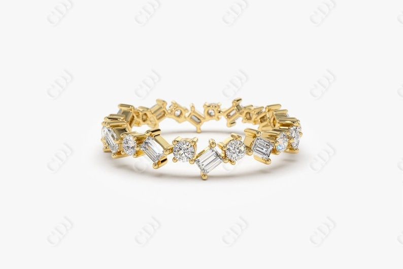 0.81CTW Lab Grown Baguette and Round Wedding Band  customdiamjewel 10KT Yellow Gold VVS-EF