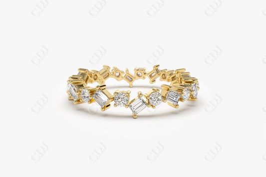 0.81CTW Lab Grown Baguette and Round Wedding Band  customdiamjewel 10KT Yellow Gold VVS-EF