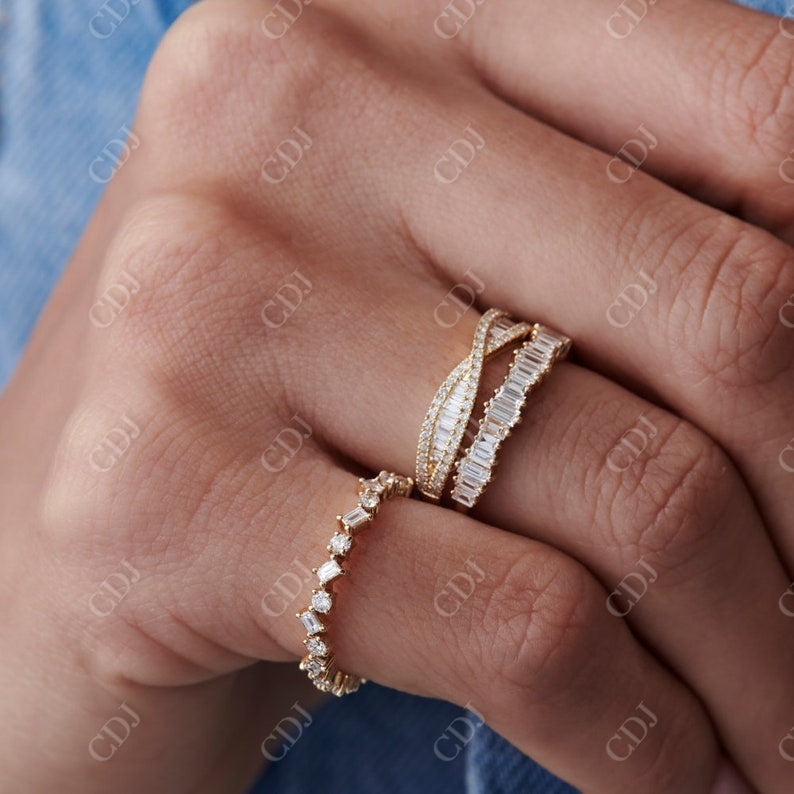 0.81CTW Lab Grown Baguette and Round Wedding Band  customdiamjewel   