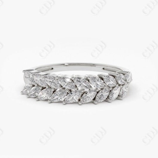 0.81CTW Lab Grown Marquise Diamond Wedding Band  customdiamjewel 10KT White Gold VVS-EF