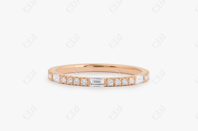 0.30CTW Lab Grown Baguette Diamond Wedding Band  customdiamjewel 10KT Rose Gold VVS-EF