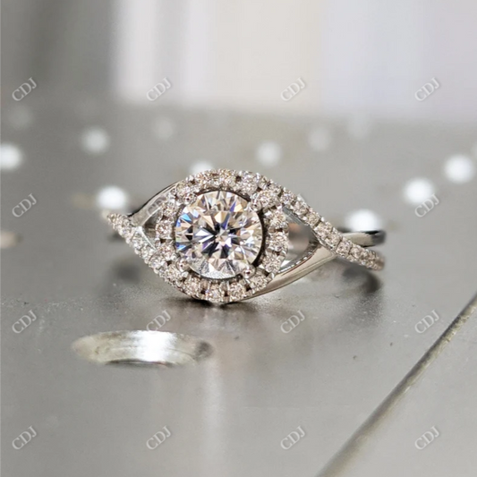Round Cut Moissanite Eternity Wedding Promise Ring  customdiamjewel 10KT White Gold VVS-EF