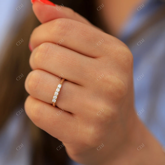 5 Stone Moissanite Yellow Gold Wedding Band  customdiamjewel 10KT Yellow Gold VVS-EF