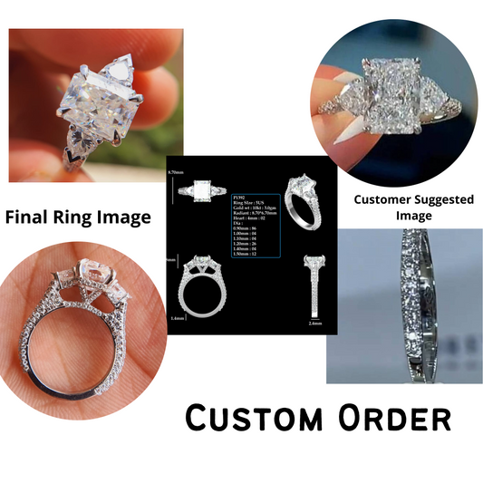 Antique Crushed Iced Radiant Cut Moissanite Pave Set Engagement Ring  customdiamjewel   