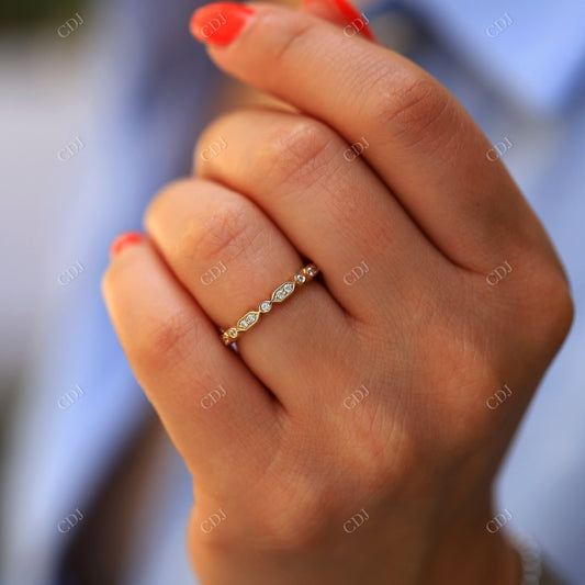 0.20 CTW Round Cut Yellow Gold Vintage Wedding Band For Women  customdiamjewel 10KT Yellow Gold VVS-EF