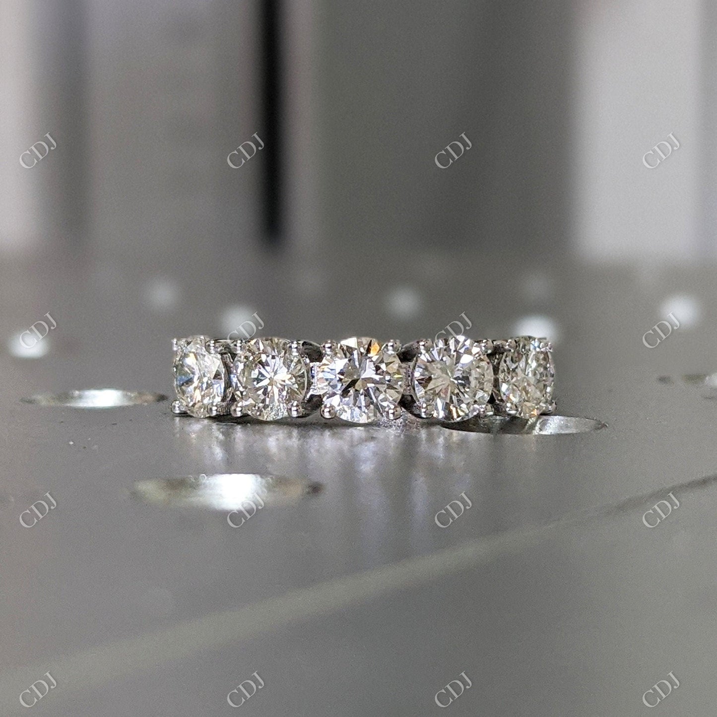 1 Carat 5 Stone Diamond Anniversary Ring Band  customdiamjewel 10 KT White Gold VVS-EF