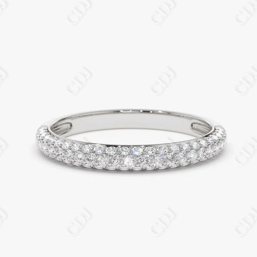 0.49CTW Lab Grown Round Cut Half Eternity Diamond Band  customdiamjewel 10KT White Gold VVS-EF