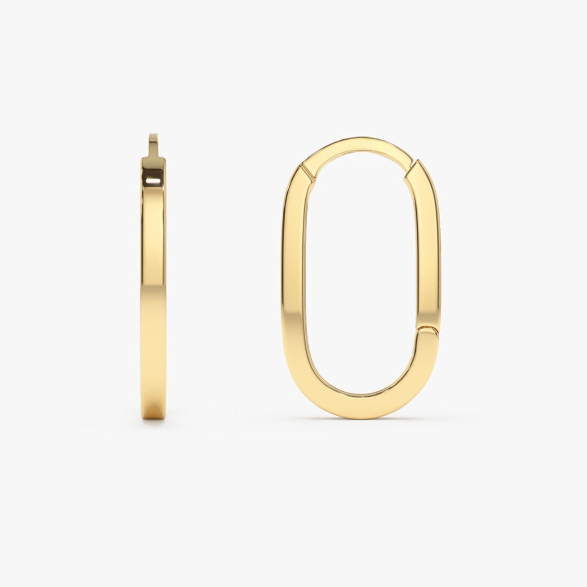 14K Gold Paperclip Hoop Plain Earrings  customdiamjewel   