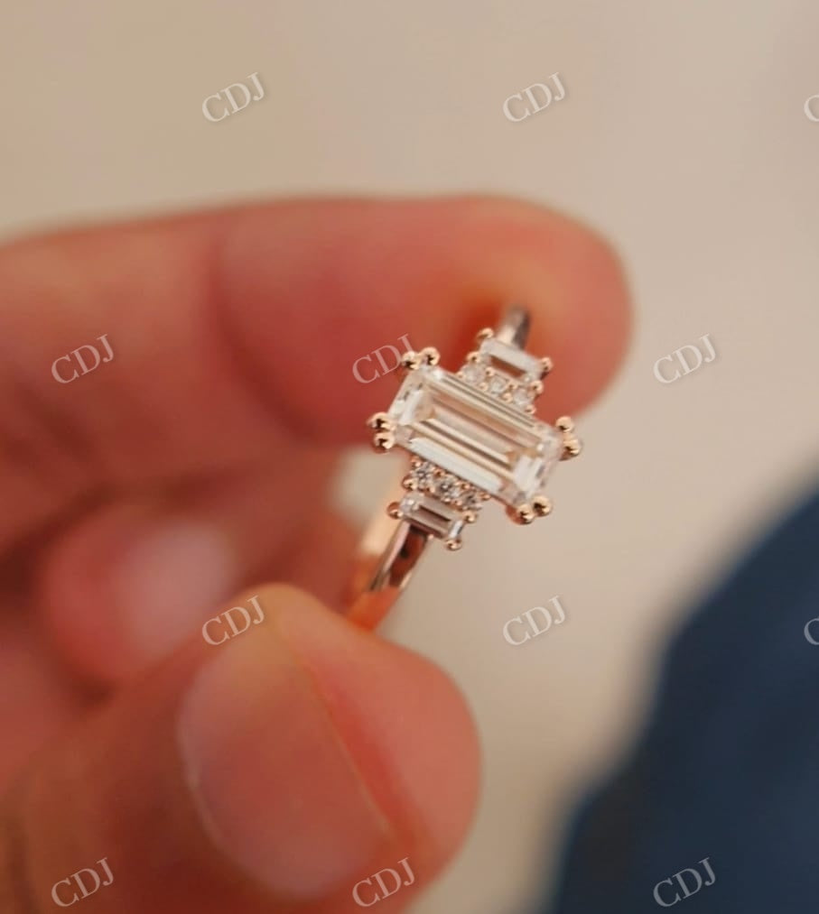 Baguette Round Moissanite Engagement Ring  customdiamjewel   