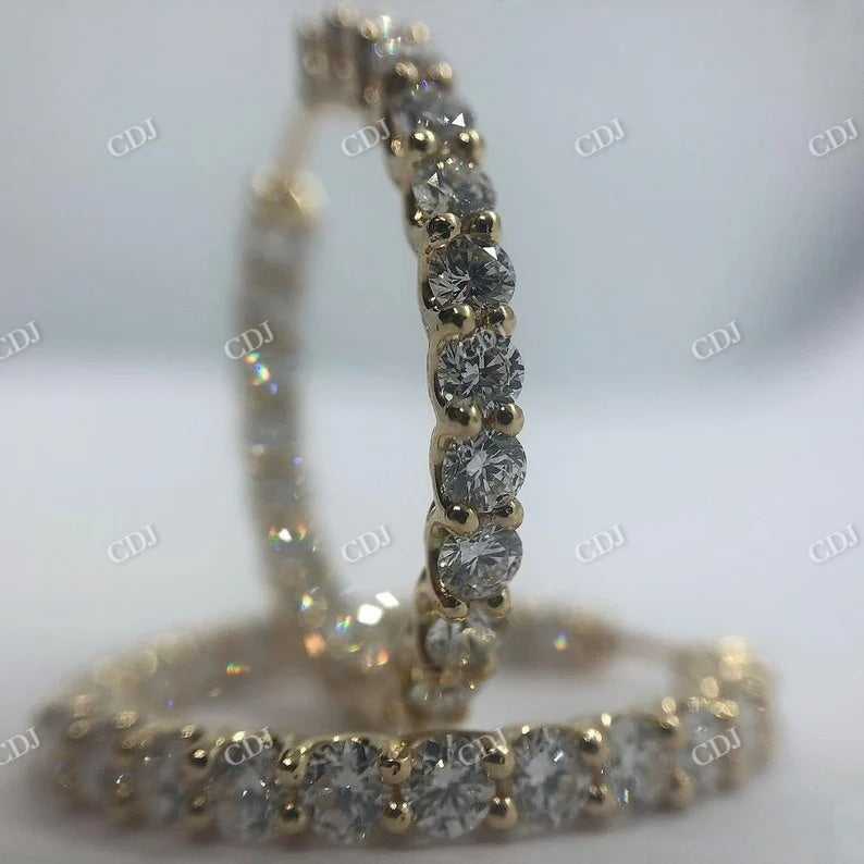 Moissanite Diamond Hoop Earrings Full Eternity Diamond Earrings  customdiamjewel Sterling Silver Yellow Gold VVS-EF
