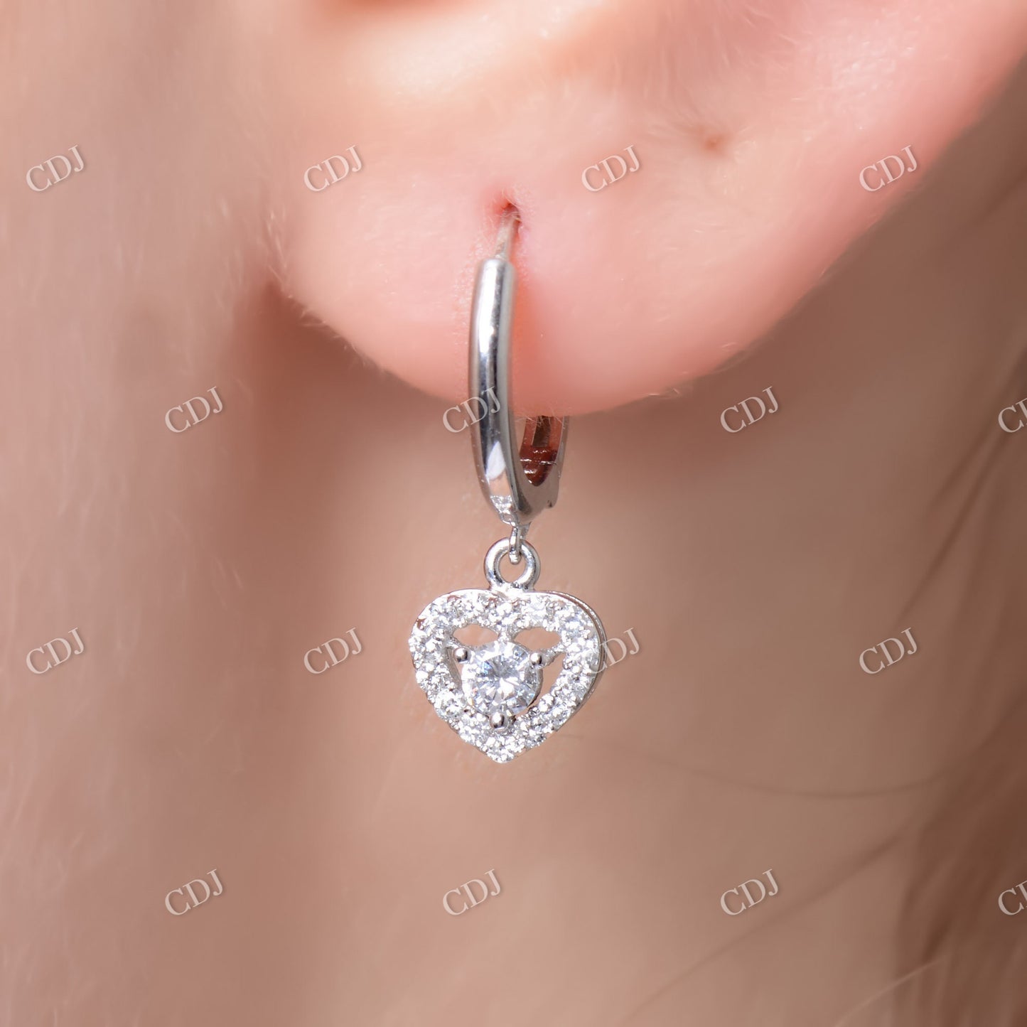 Moissanite Heart Cut Dangle Earrings