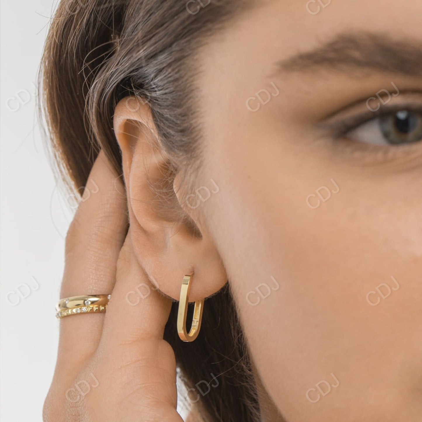 14K Gold Paperclip Hoop Plain Earrings  customdiamjewel   