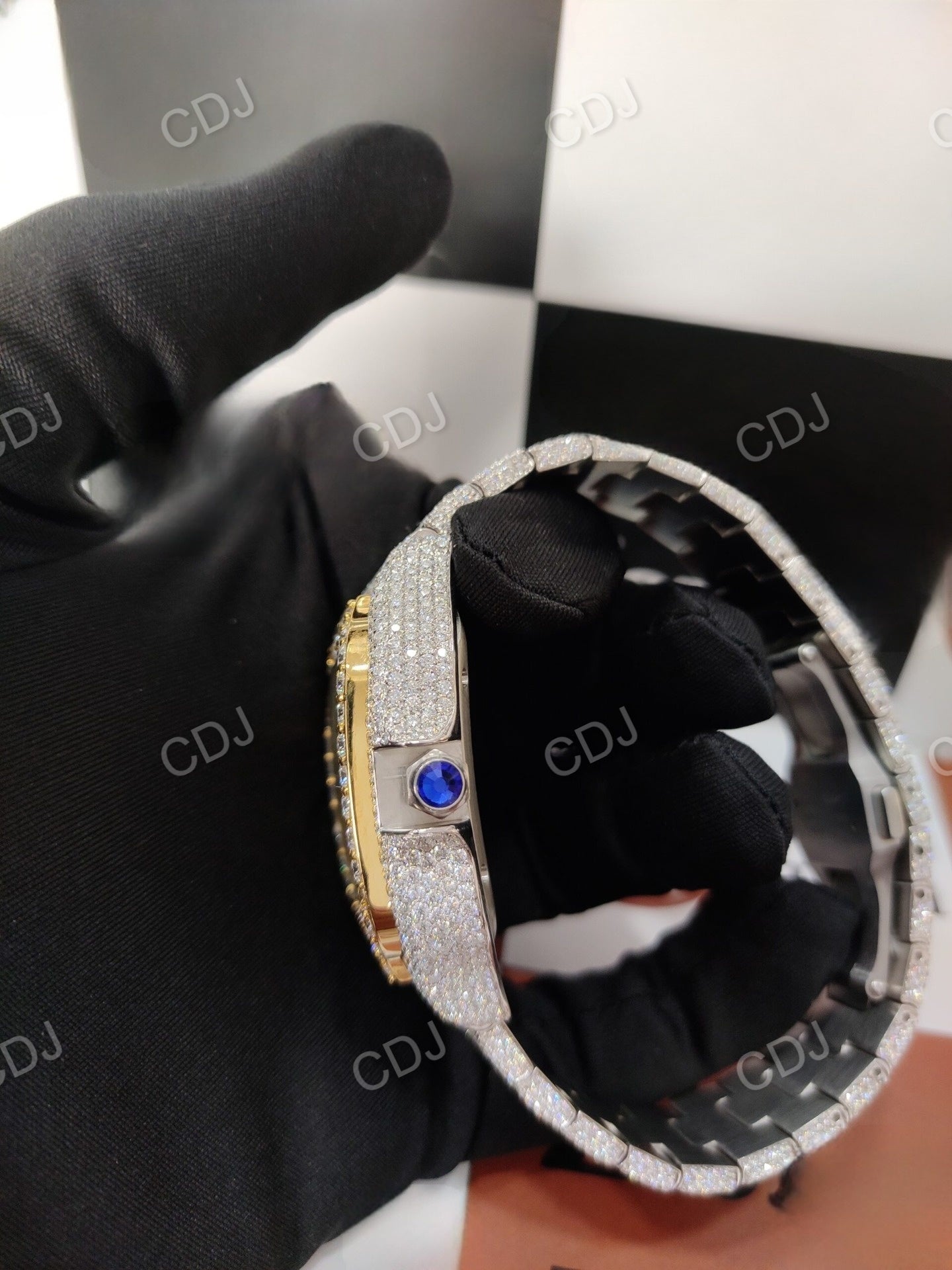 Moissanite Diamond Two-Tone Wrist Watch customdiamjewel