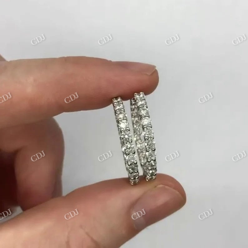 Moissanite Diamond Hoop Earrings Full Eternity Diamond Earrings  customdiamjewel   