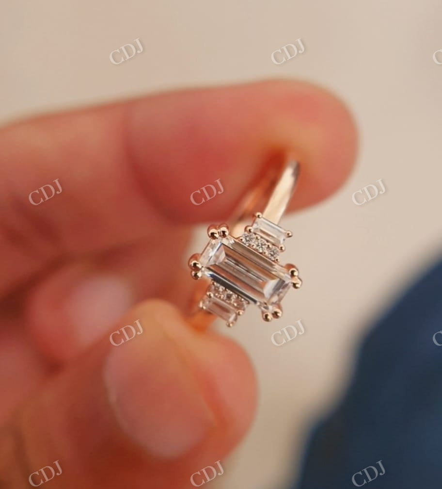 Baguette Round Moissanite Engagement Ring  customdiamjewel   