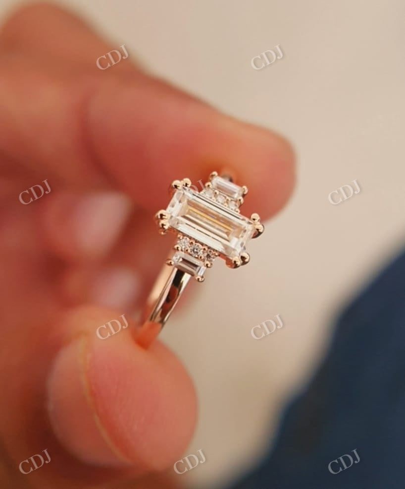 Baguette Round Moissanite Engagement Ring  customdiamjewel   