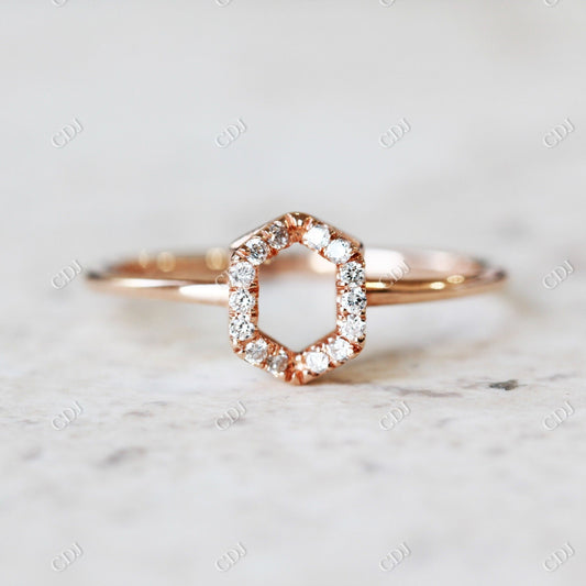 0.15CTW Hexagon Statement Moissanite Wedding Ring  customdiamjewel 10KT Rose Gold VVS-EF