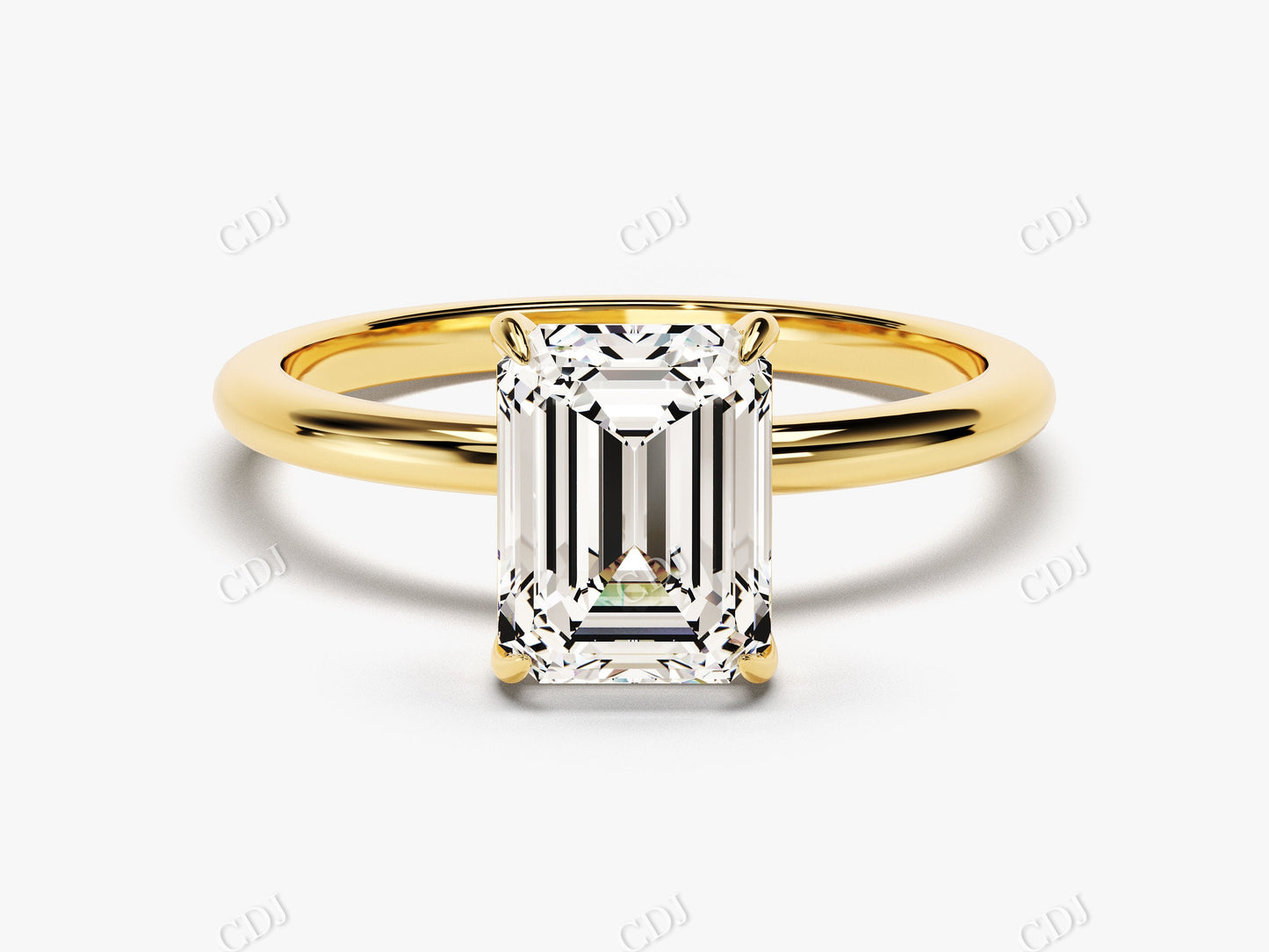1.5CT Emerald Cut Solitaire Moissanite Engagement Ring  customdiamjewel 10KT Yellow Gold VVS-EF