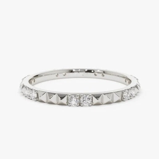 0.20CTW Pyramid Shaped Spike Stud Diamond Wedding Band  customdiamjewel 10KT White Gold VVS-EF