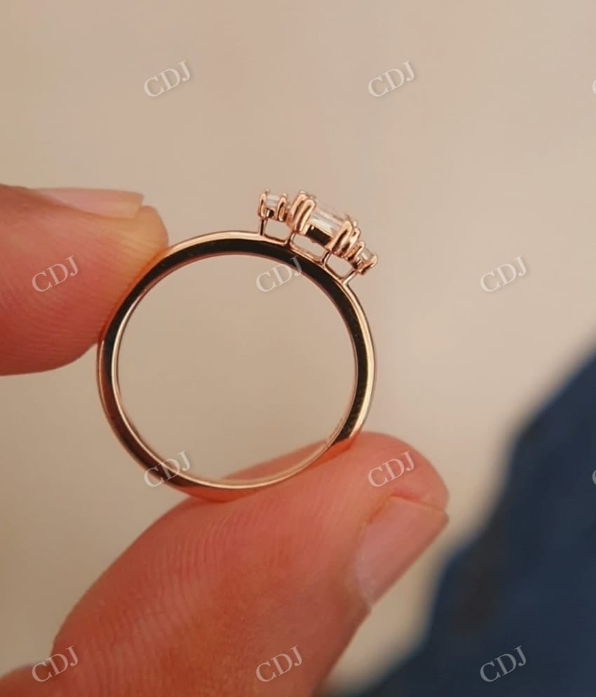 Baguette Round Moissanite Engagement Ring  customdiamjewel   