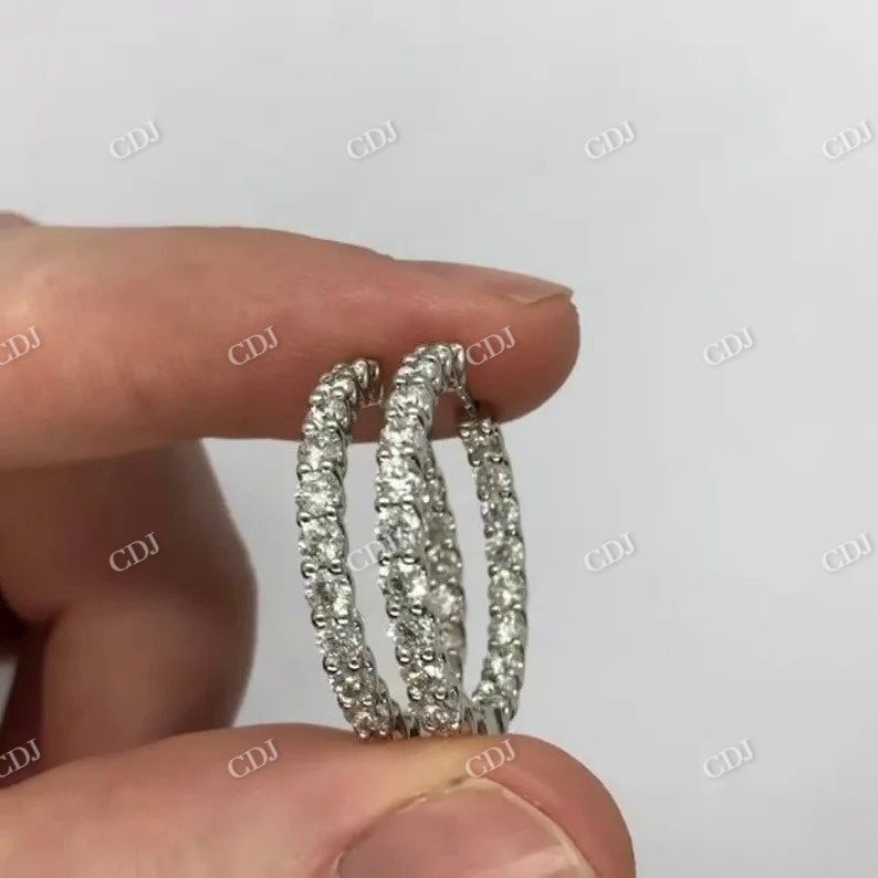 Moissanite Diamond Hoop Earrings Full Eternity Diamond Earrings  customdiamjewel Sterling Silver White Gold VVS-EF