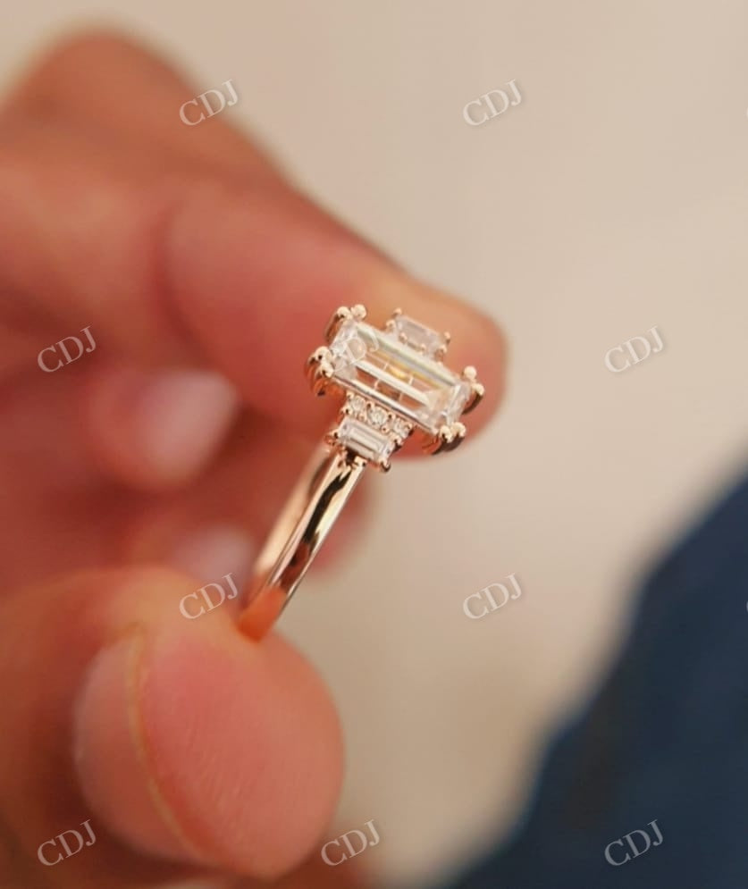 Baguette Round Moissanite Engagement Ring  customdiamjewel   