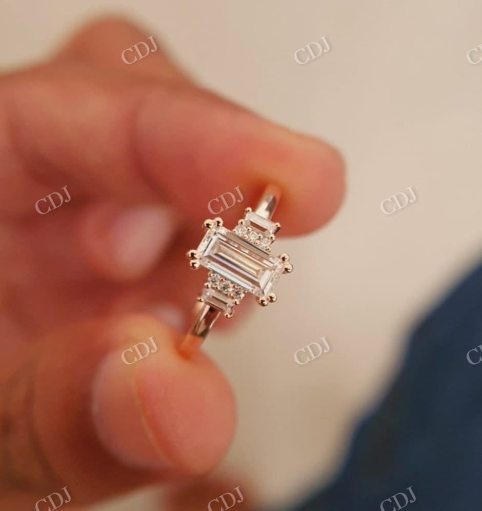Baguette Round Moissanite Engagement Ring  customdiamjewel   