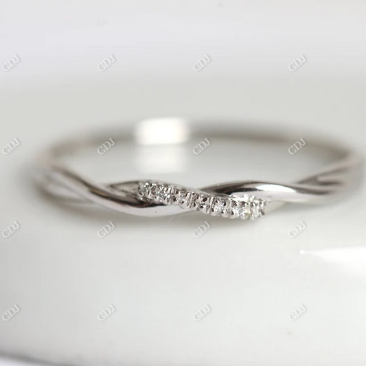Natural Round Twisted Wedding Band Women  customdiamjewel 10KT White Gold VVS-EF