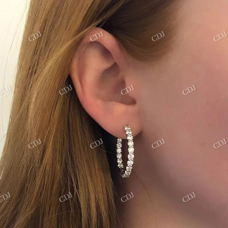 Moissanite Diamond Hoop Earrings Full Eternity Diamond Earrings  customdiamjewel   