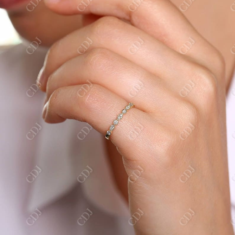 0.22CTW Natural Diamond Solid Gold Bezel Set Micro Pave Band  customdiamjewel   
