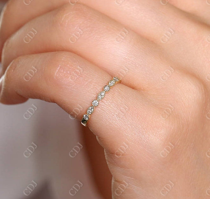 0.22CTW Natural Diamond Solid Gold Bezel Set Micro Pave Band  customdiamjewel   
