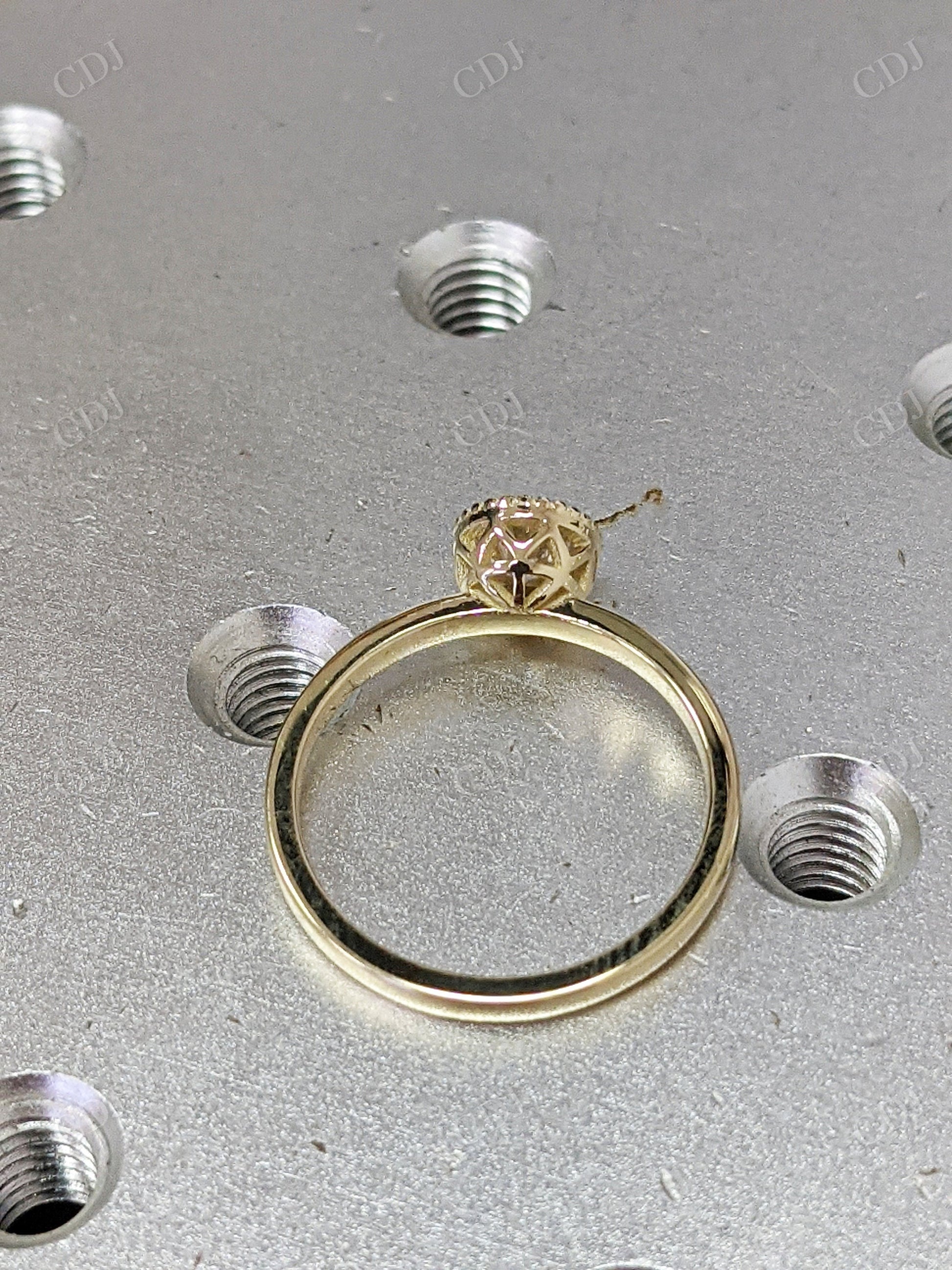 Yellow Gold Round Bezel Ring Unique Milgrain Moissanite Engagement Ring  customdiamjewel   